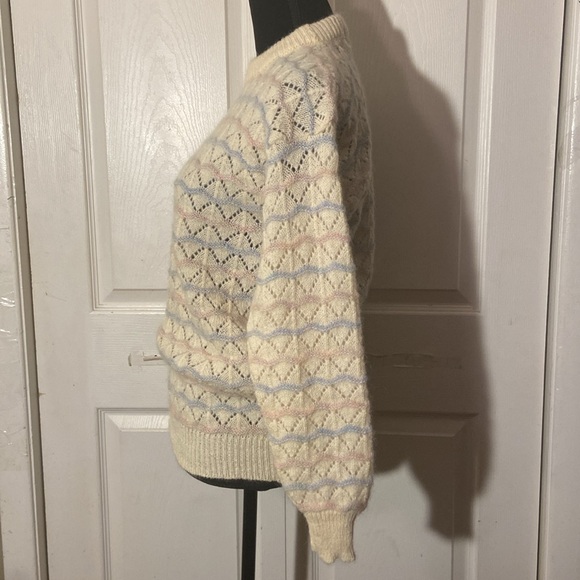 Glenugie of Scotland Shetland/MohairLace Zigzag Knit  Sweater 40 (Sz 6 US) - Picture 3 of 5